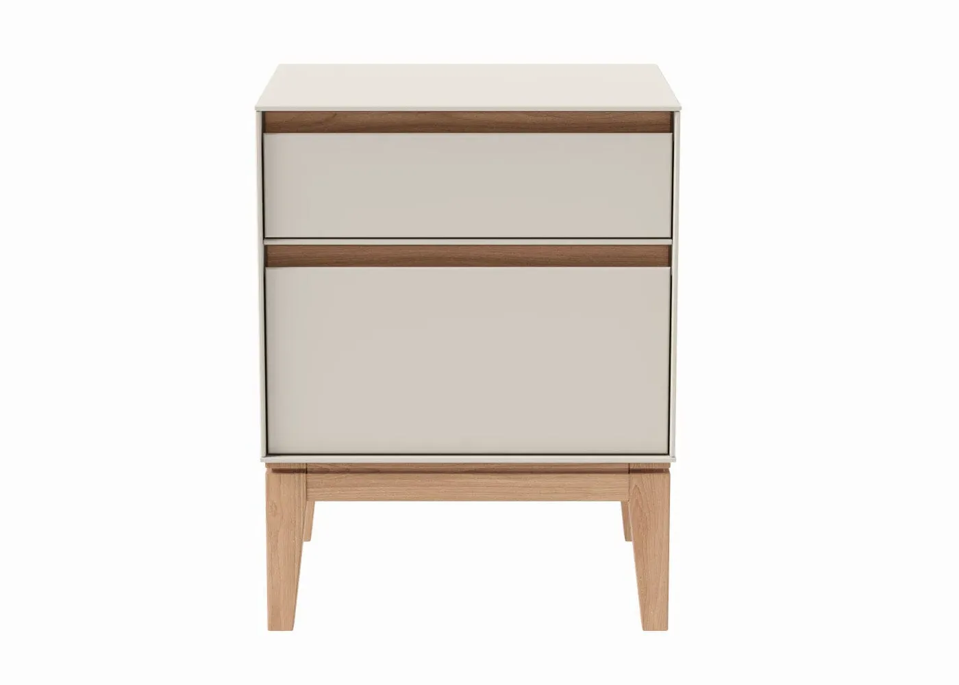 Bedside Table with 2 Drawers - Cream, Wood image