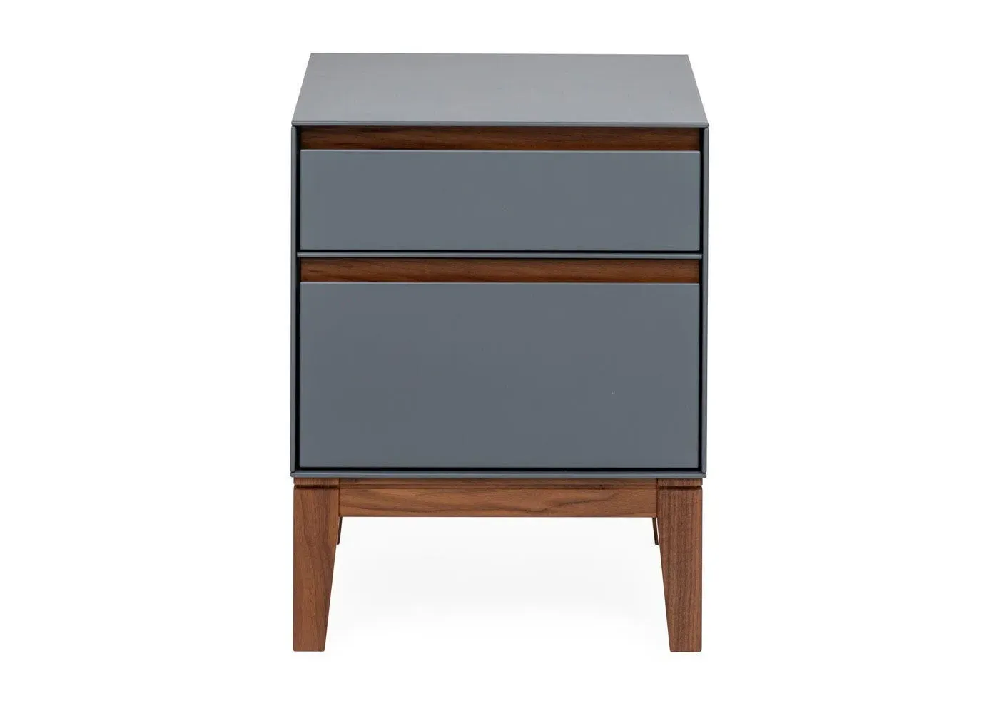 Bedside Table with 2 Drawers - Grey, Wood
