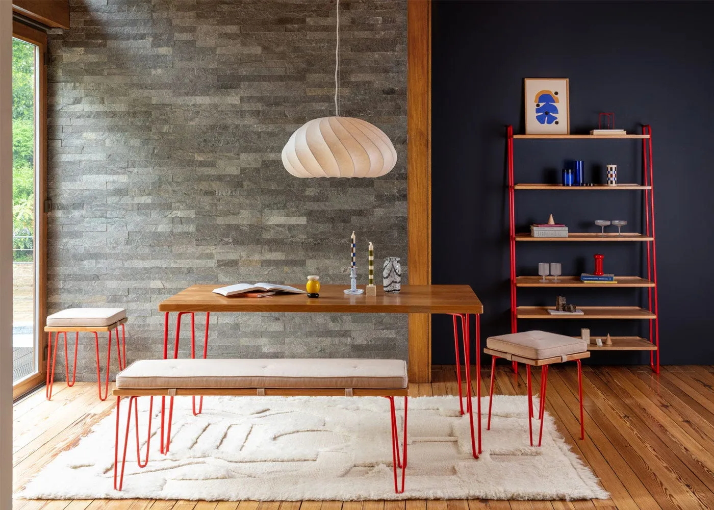 Bench Red Edition - Light Wood, Oak