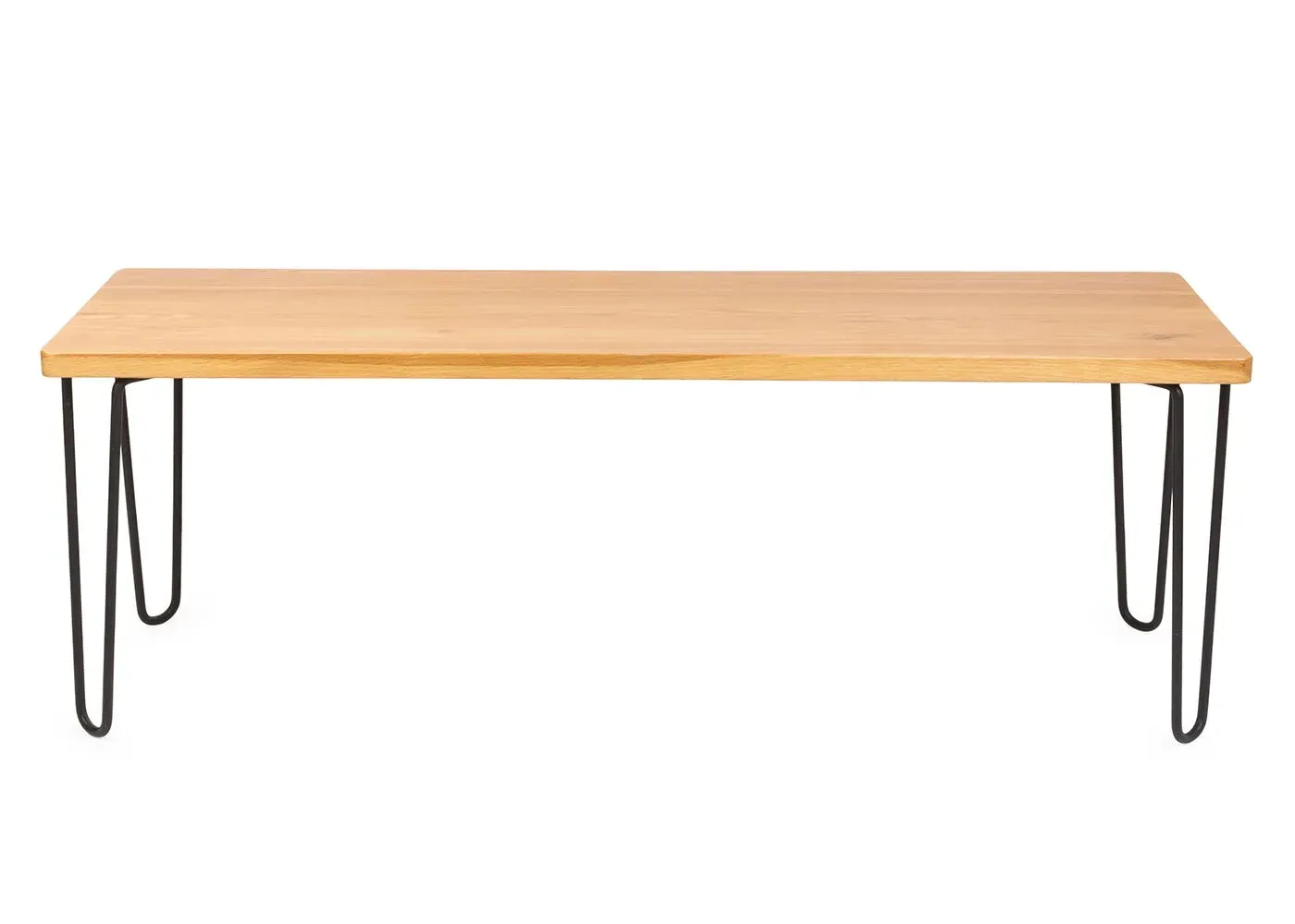 Bench with Metal Legs - Light Wood, Oak image
