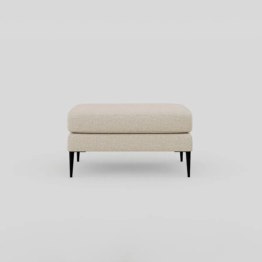 Brunel Footstool with Black Feet - Natural, Fabric