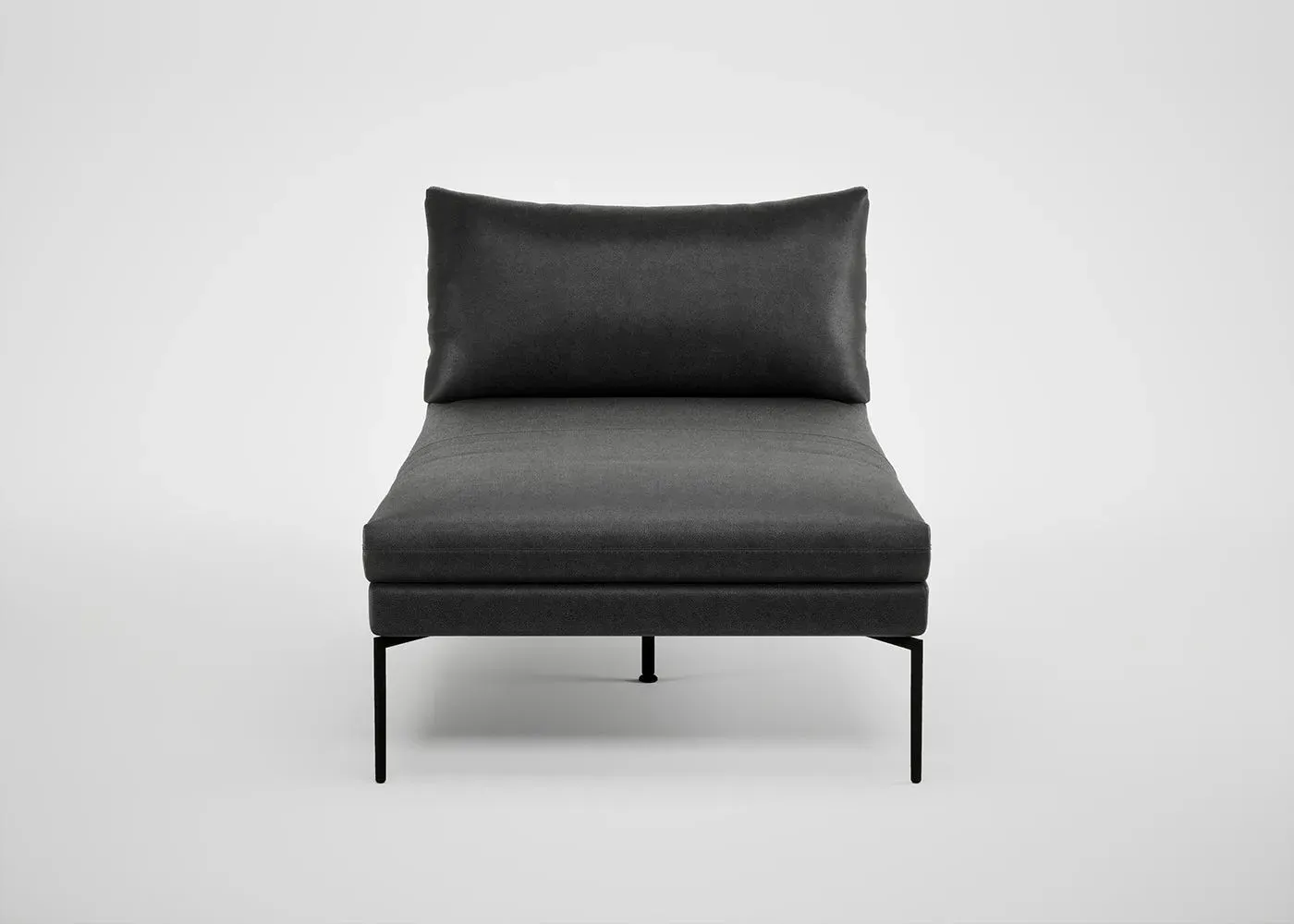 Chaise Longue with Memory Foam - Black, Leather