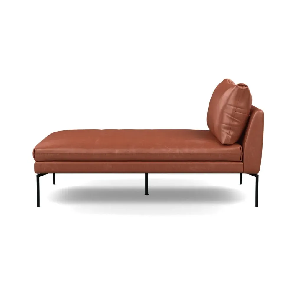 Chaise Longue with Memory Foam - Brown, Leather