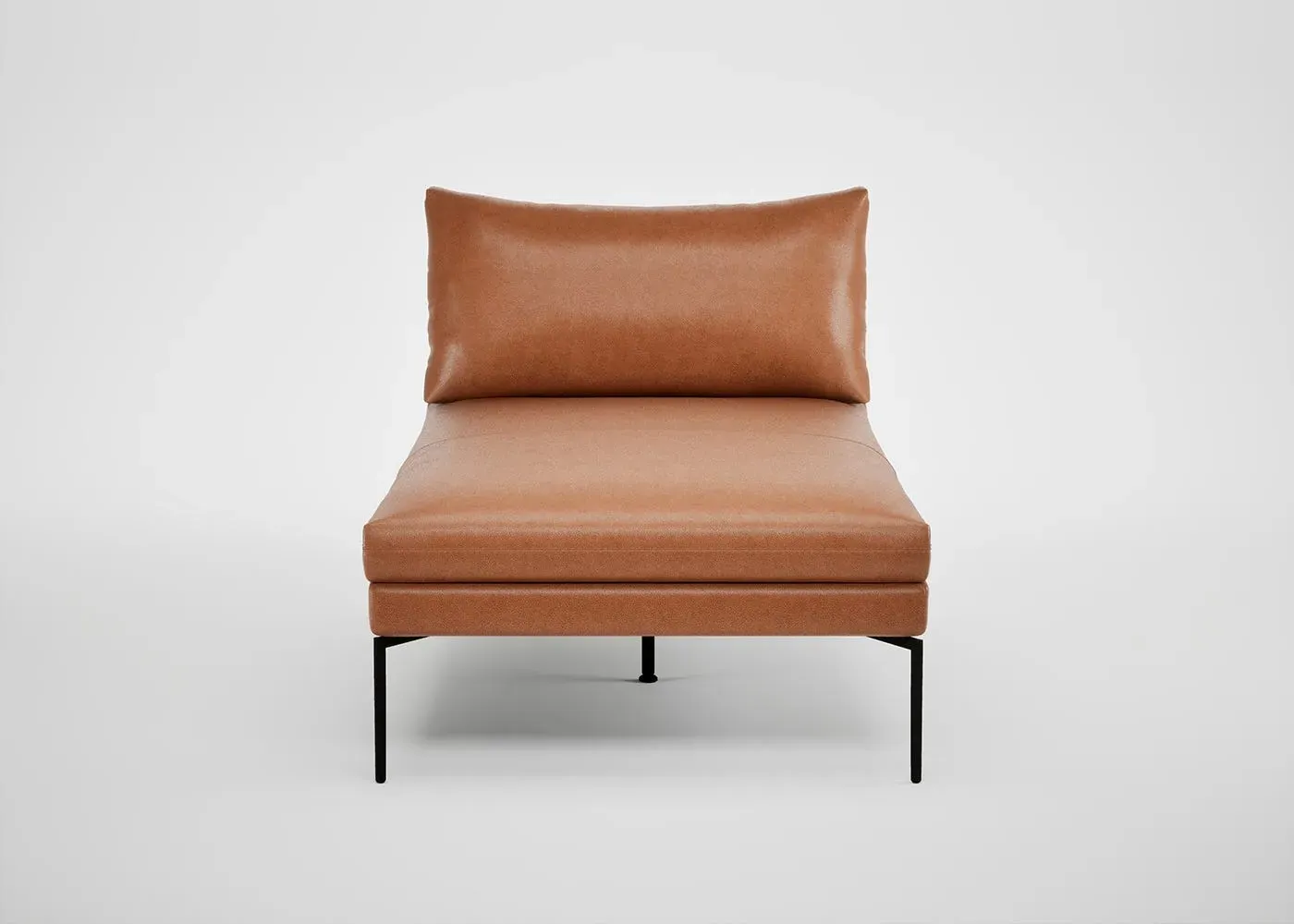 Chaise Longue with Memory Foam - Brown, Leather