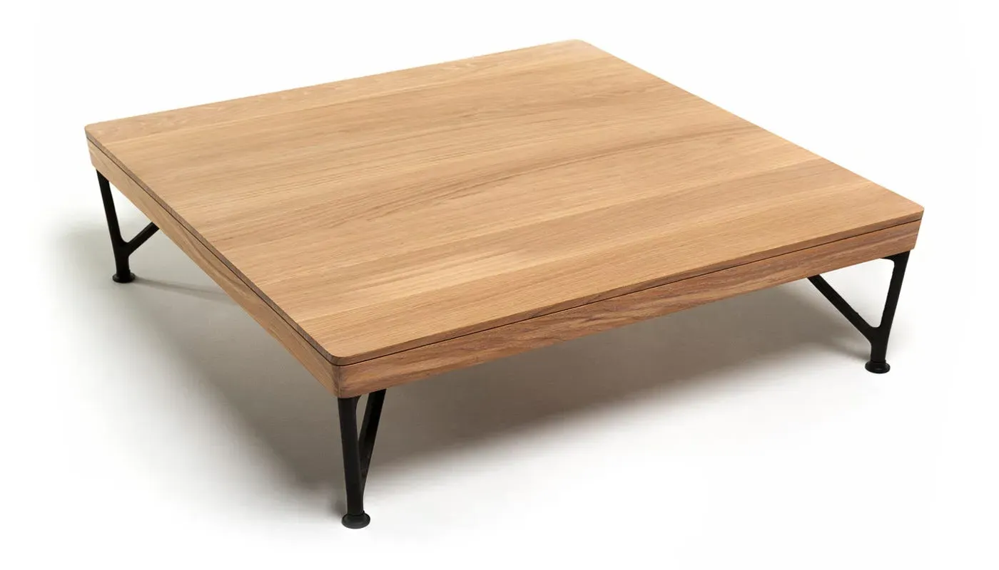 Coffee Table with Cast Iron Legs - Oak, Wood image