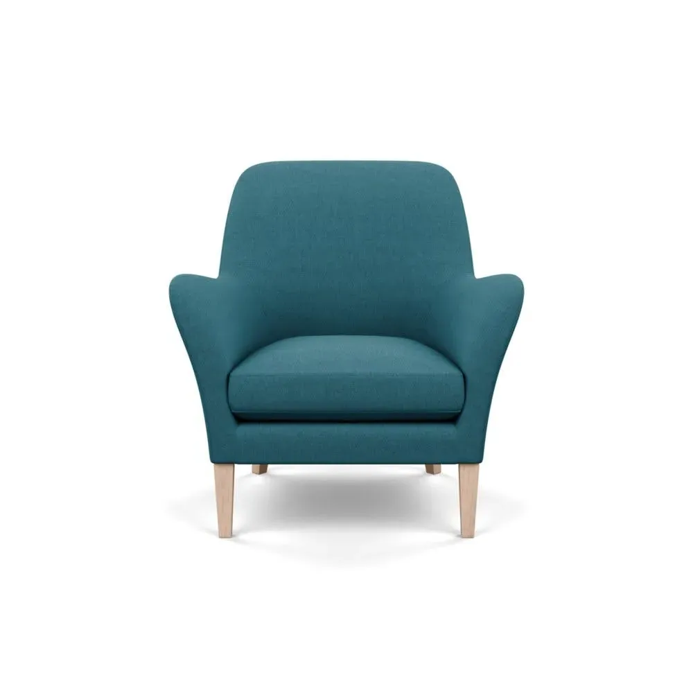 Compact Armchair with Curved Arms - Blue, Cotton image
