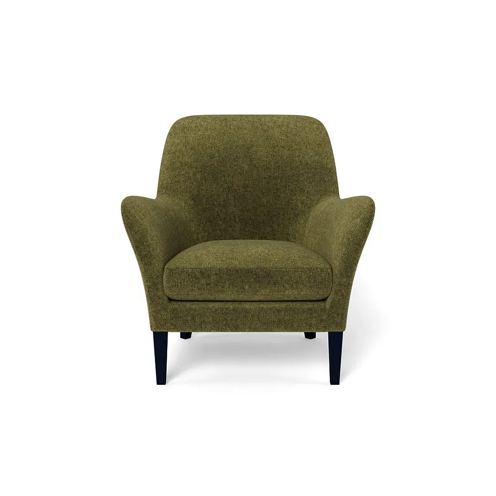 Compact Armchair with Curved Arms - Green, Boucle