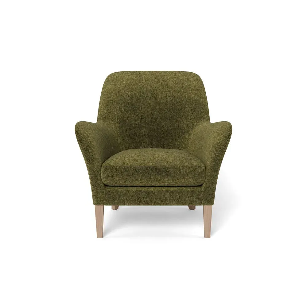 Compact Armchair with Curved Arms - Green, Boucle