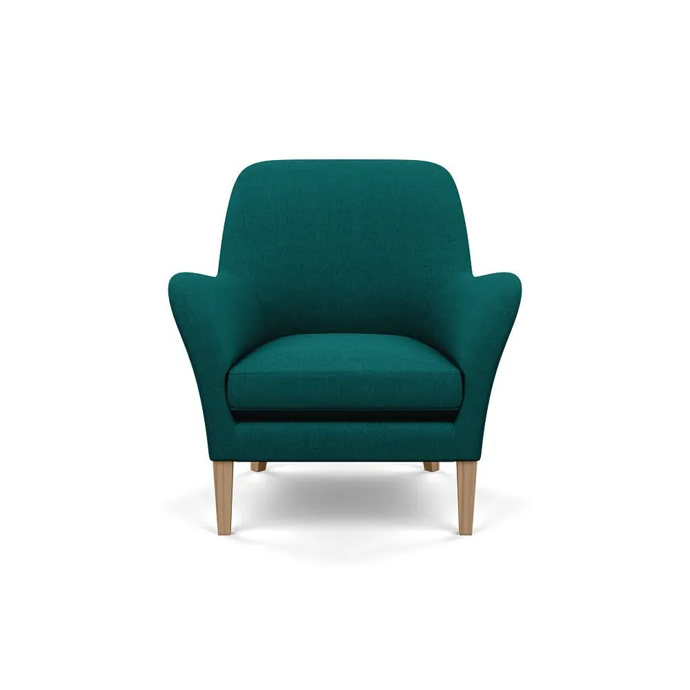 Compact Armchair with Curved Arms - Green, Cotton