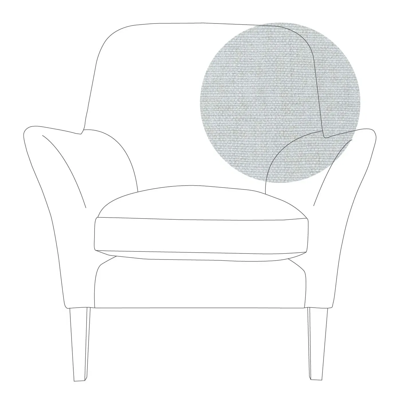 Compact Armchair with Curved Arms - Grey, Fabric