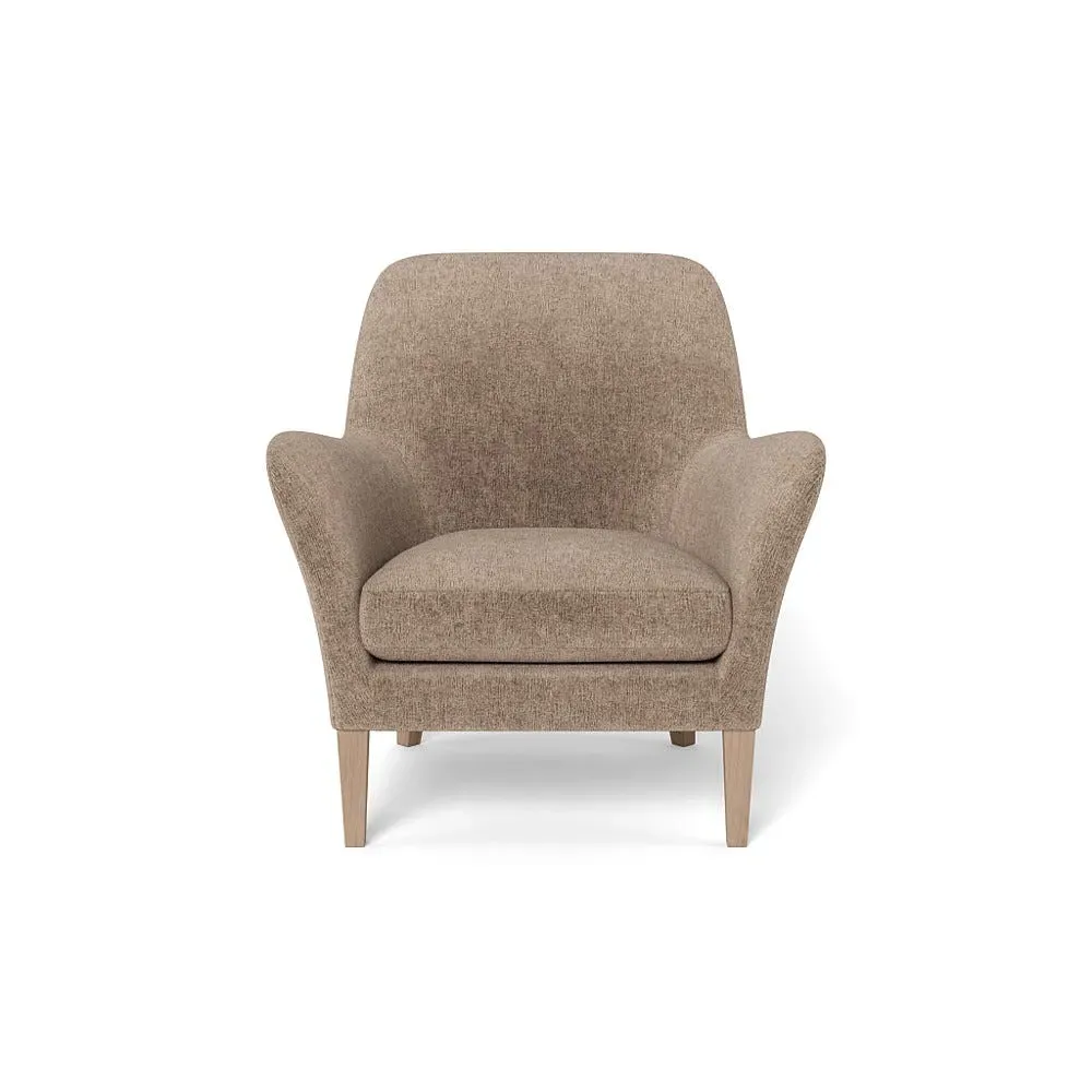 Compact Armchair with Curved Arms - Natural, Boucle