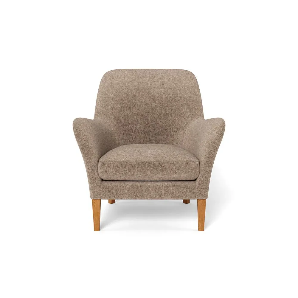 Compact Armchair with Curved Arms - Natural, Boucle