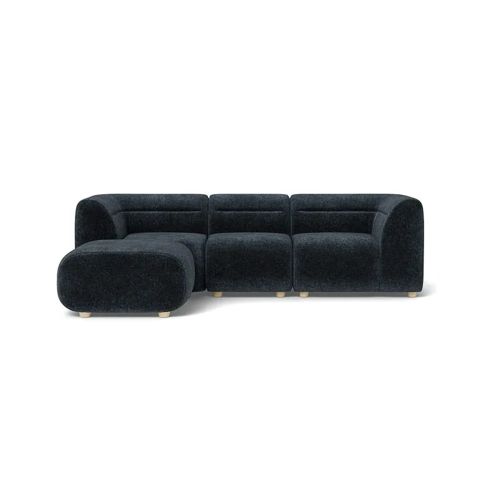 Compact Corner Sofa Right Hand - Blue, Boucle
