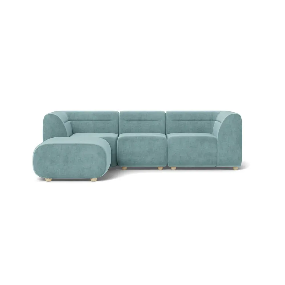 Compact Corner Sofa Right Hand - Blue, Velvet