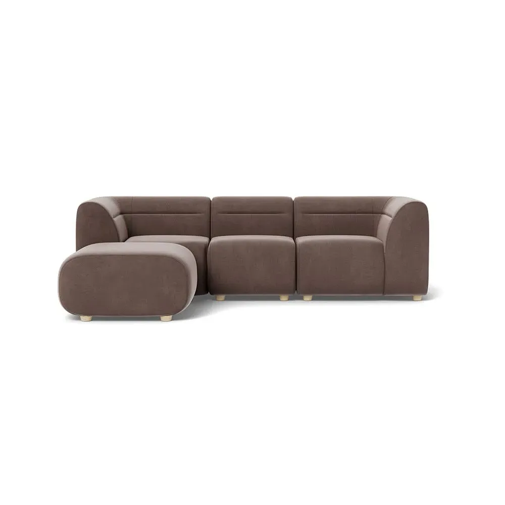 Compact Corner Sofa Right Hand - Brown, Velvet