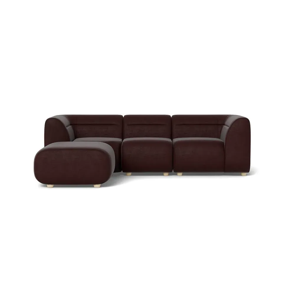 Compact Corner Sofa Right Hand - Brown, Velvet