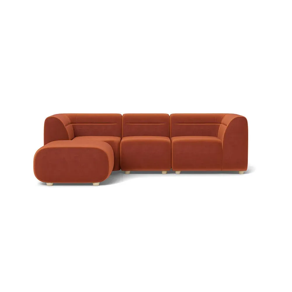 Compact Corner Sofa Right Hand Facing - Brown, Velvet image