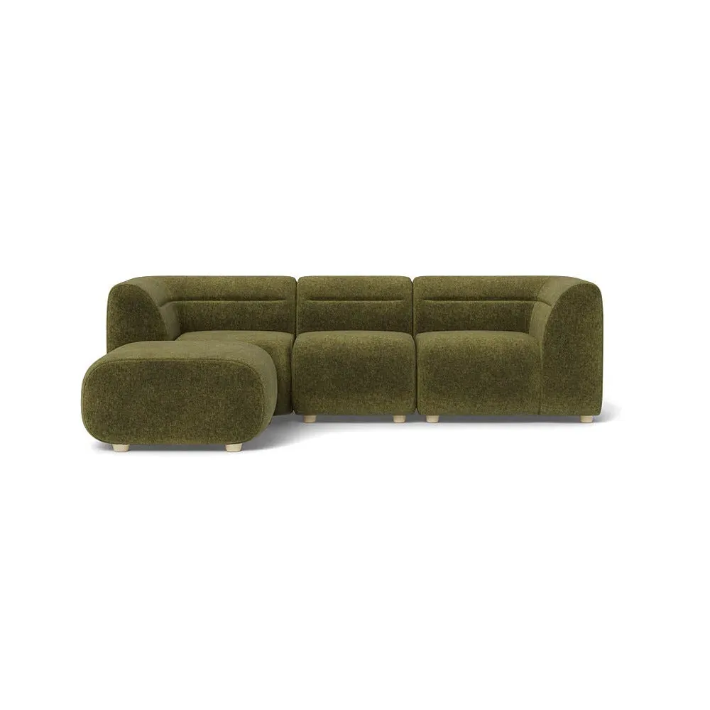Compact Corner Sofa Right Hand - Green, Boucle