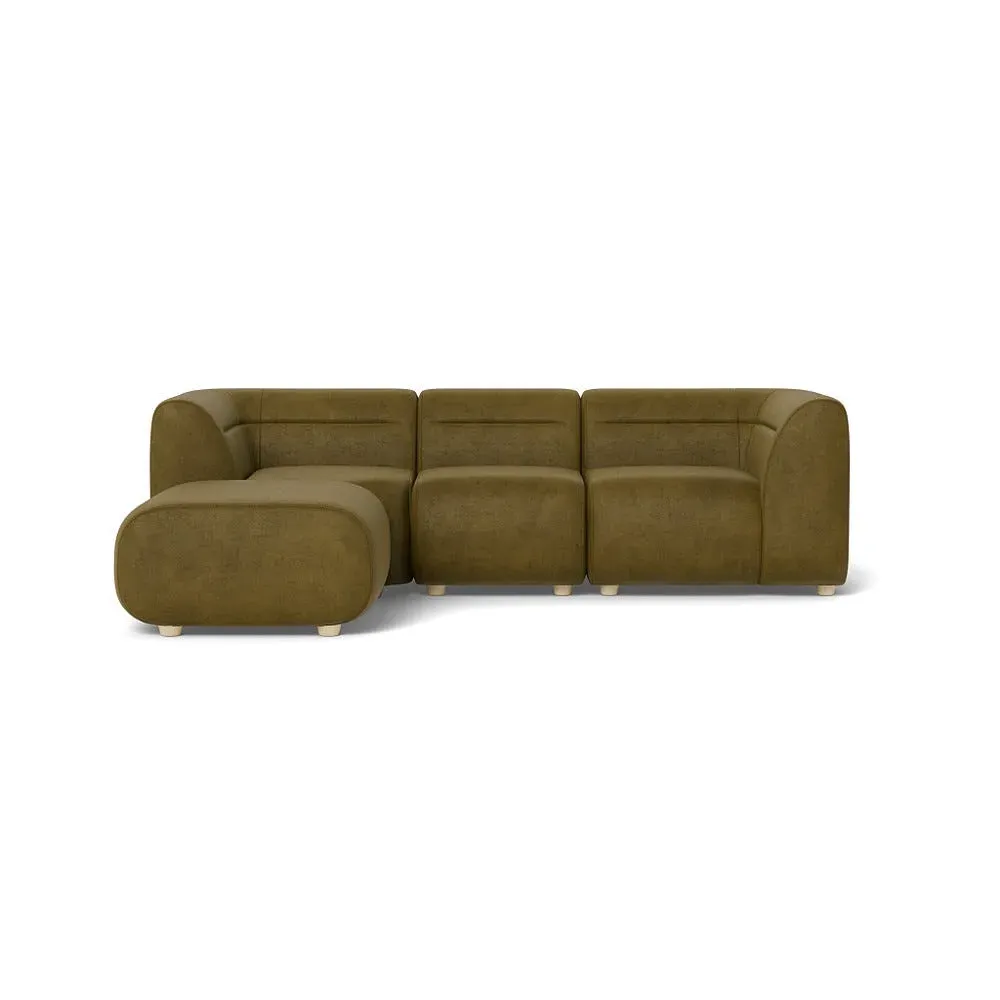 Compact Corner Sofa Right Hand - Green, Velvet