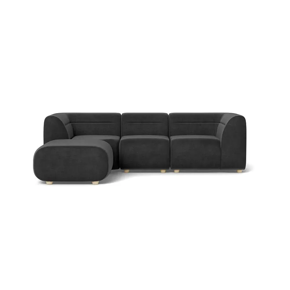 Compact Corner Sofa Right Hand - Grey, Velvet