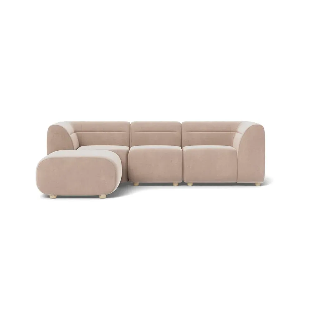 Compact Corner Sofa Right Hand - Natural, Velvet