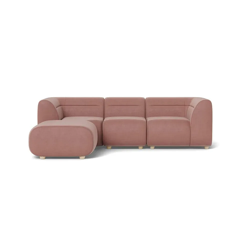 Compact Corner Sofa Right Hand - Pink, Velvet