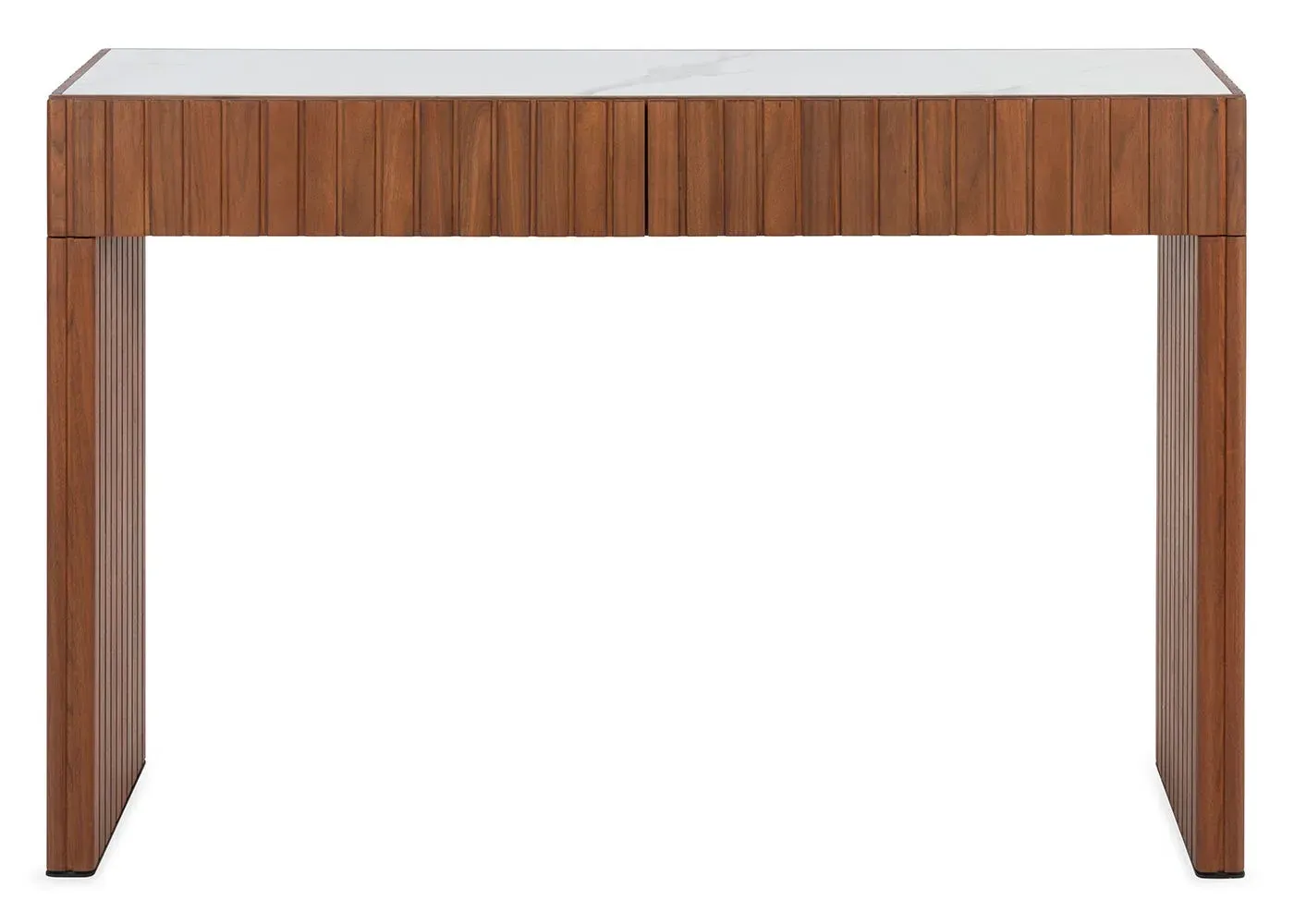 Console Table with White Ceramic - Walnut