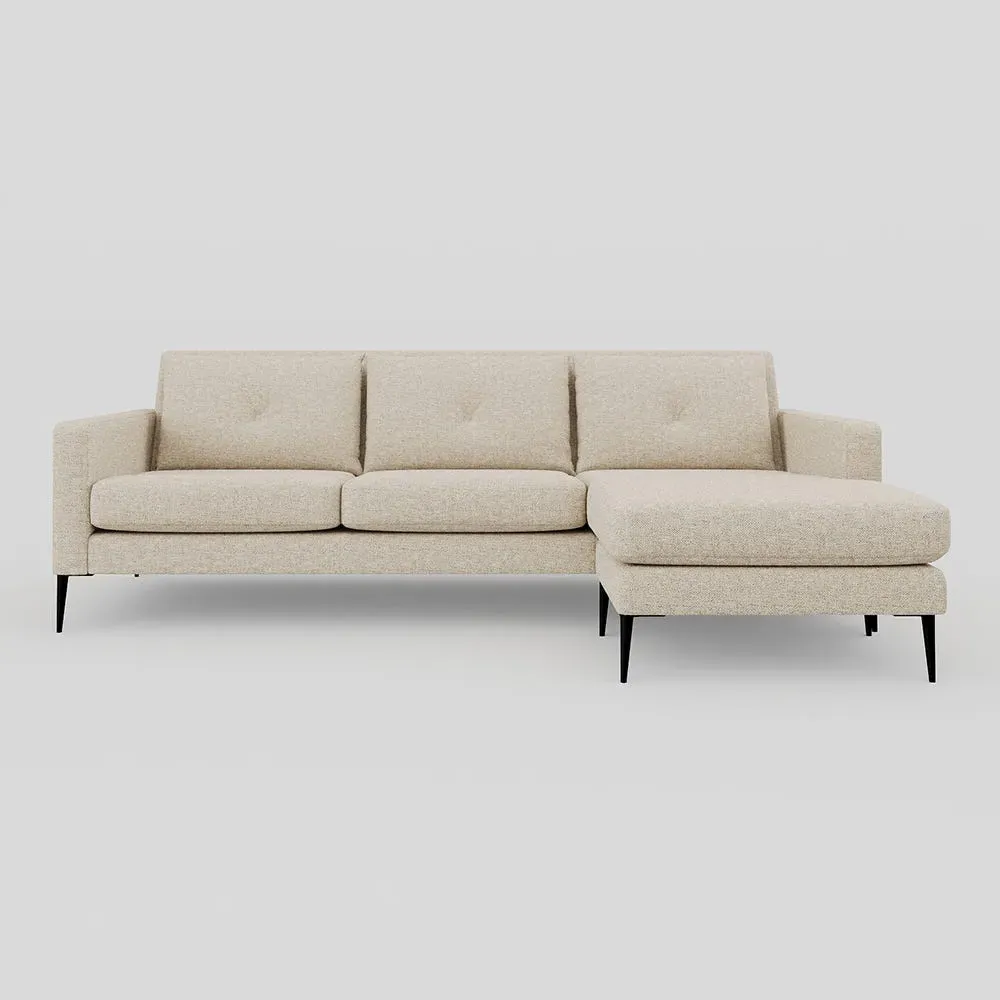 Corner Chaise Sofa with Black Feet - Natural image