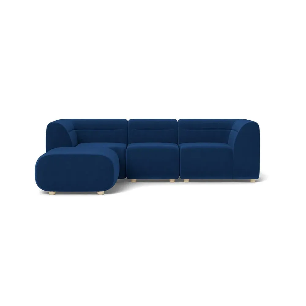 Corner Sofa Right Hand - Blue, Velvet
