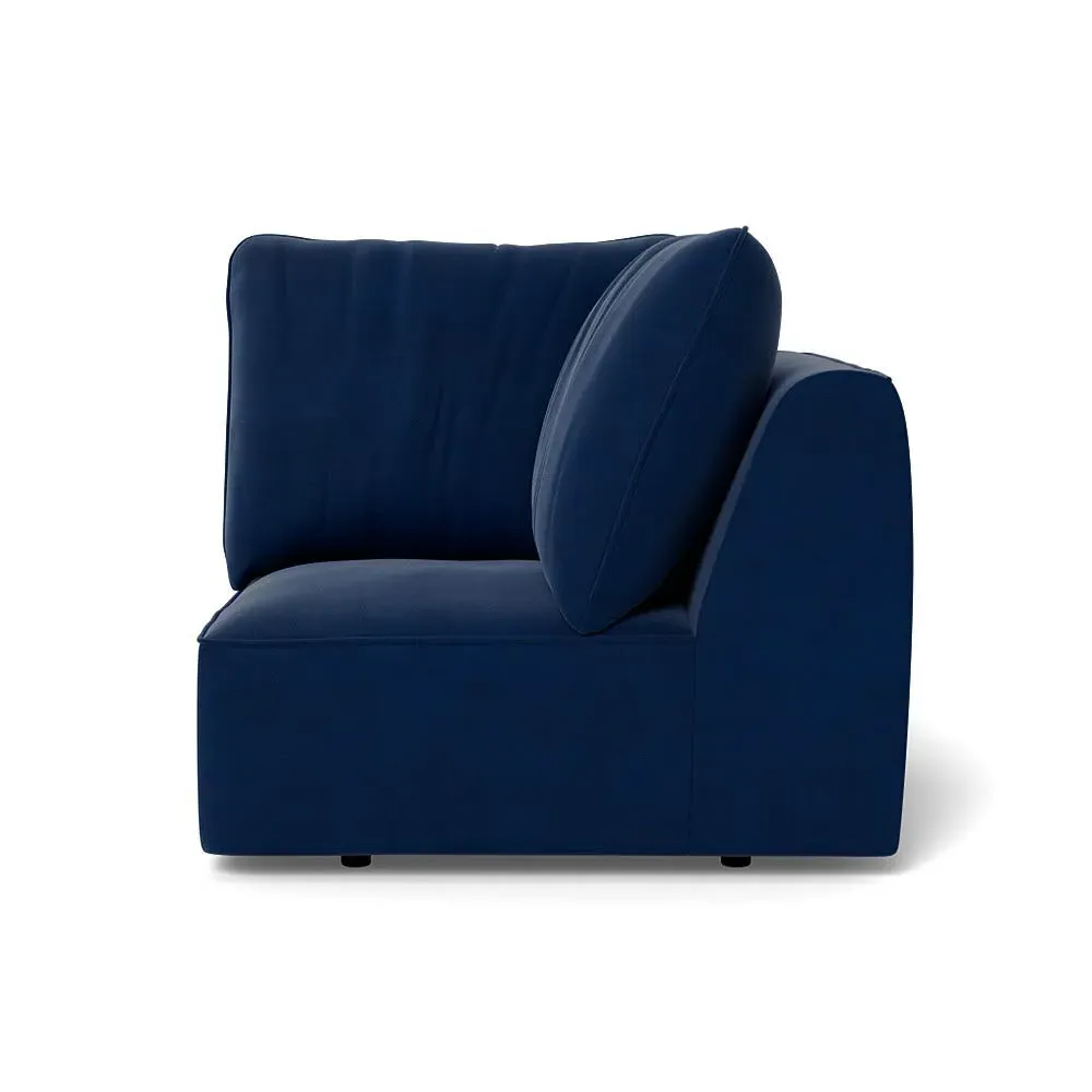 Corner Sofa Unit - Blue, Velvet