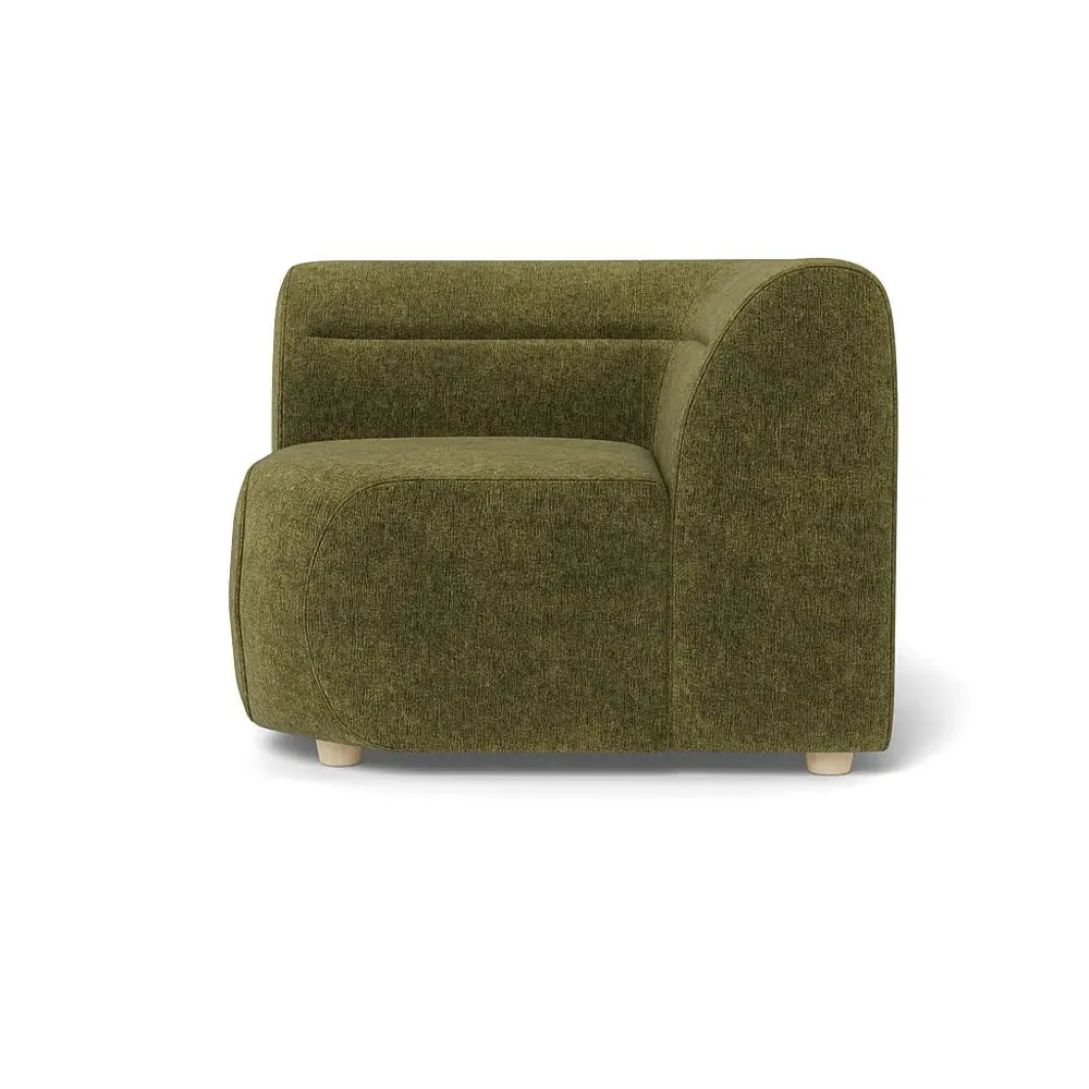 Corner Sofa Unit - Green, Boucle Velvet