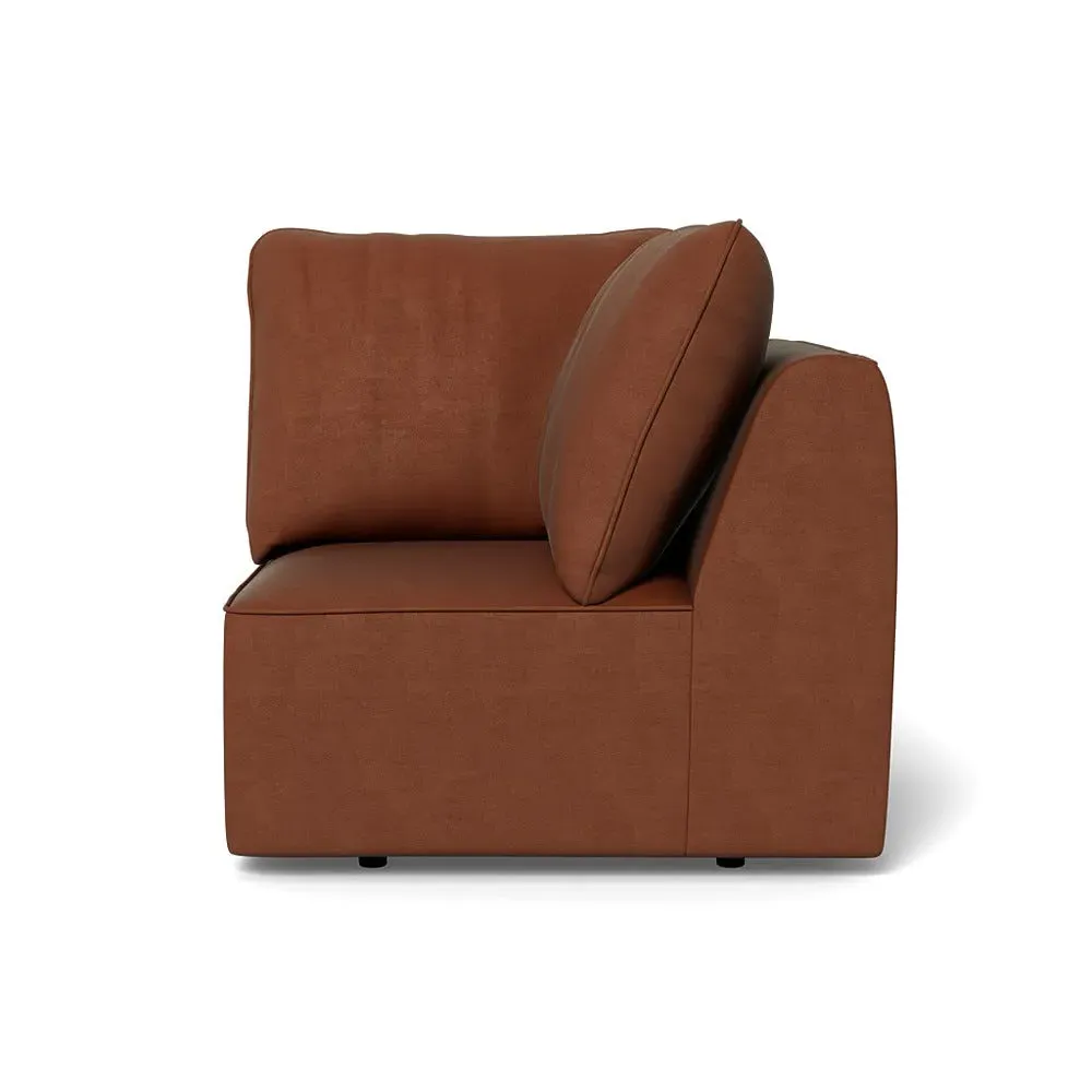 Corner Sofa Unit with Black Feet - Brown, Velvet