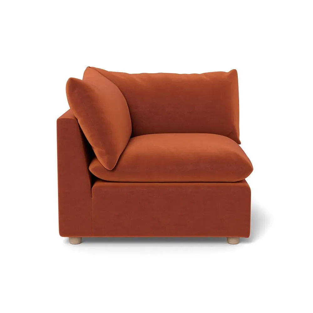 Corner Sofa Unit with Feather Fill - Brown, Velvet