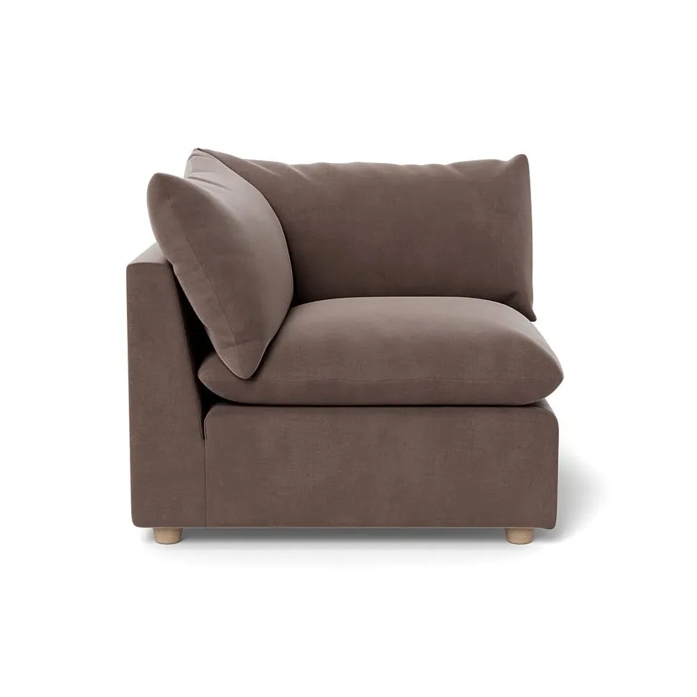 Corner Sofa Unit with Smart Velvet - Brown, Velvet
