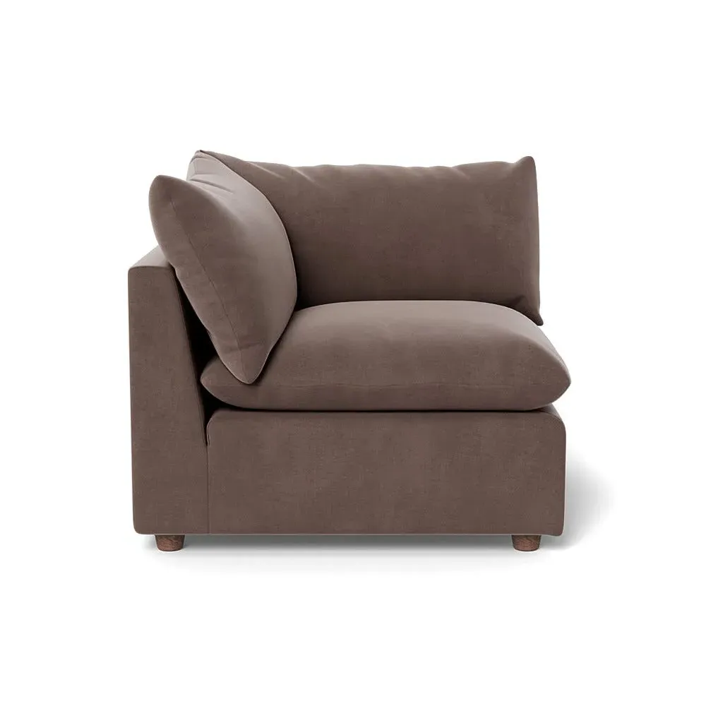 Corner Sofa Unit with Smart Velvet - Brown, Velvet