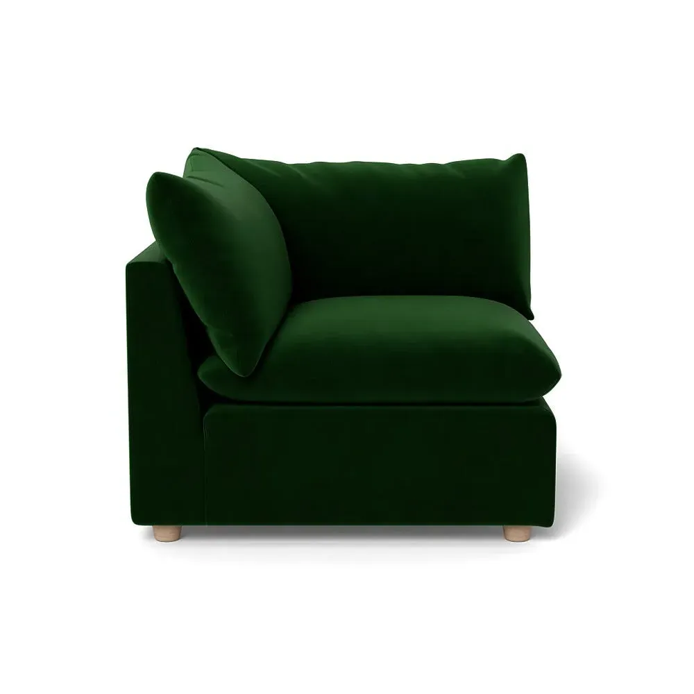 Corner Sofa Unit with Smart Velvet - Green, Velvet
