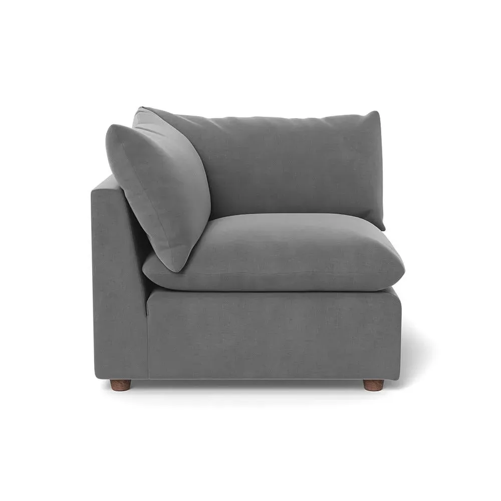 Corner Sofa Unit with Smart Velvet - Mercury, Velvet