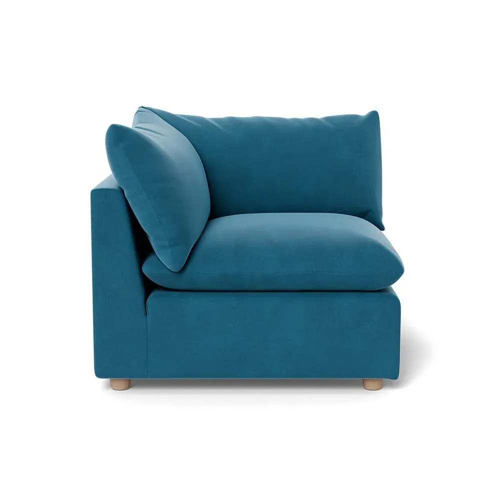 Corner Sofa Unit with Smart Velvet - Ocean, Velvet