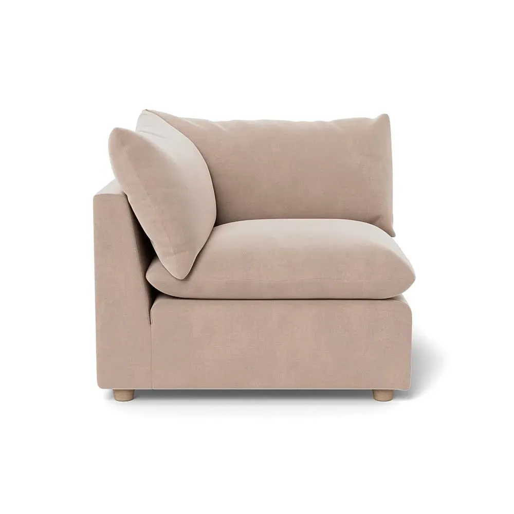 Corner Sofa Unit with Smart Velvet - Pebble, Velvet