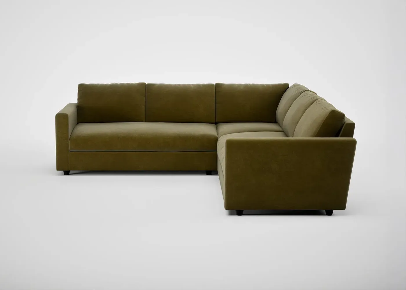 Corner Sofa with Cushions - Green, Velvet
