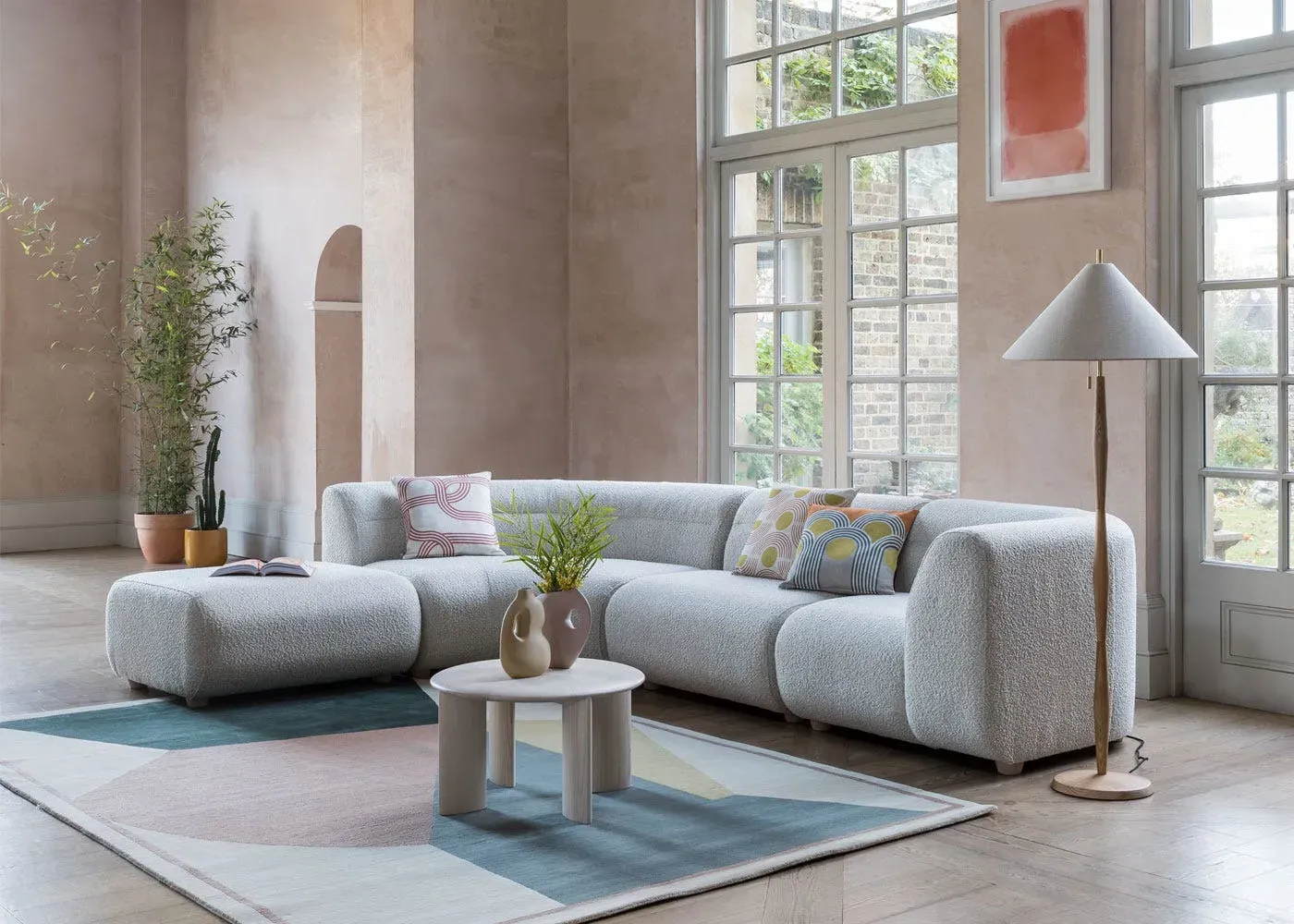 Curved Corner Sofa Left Hand Facing - Cadet, Cotton