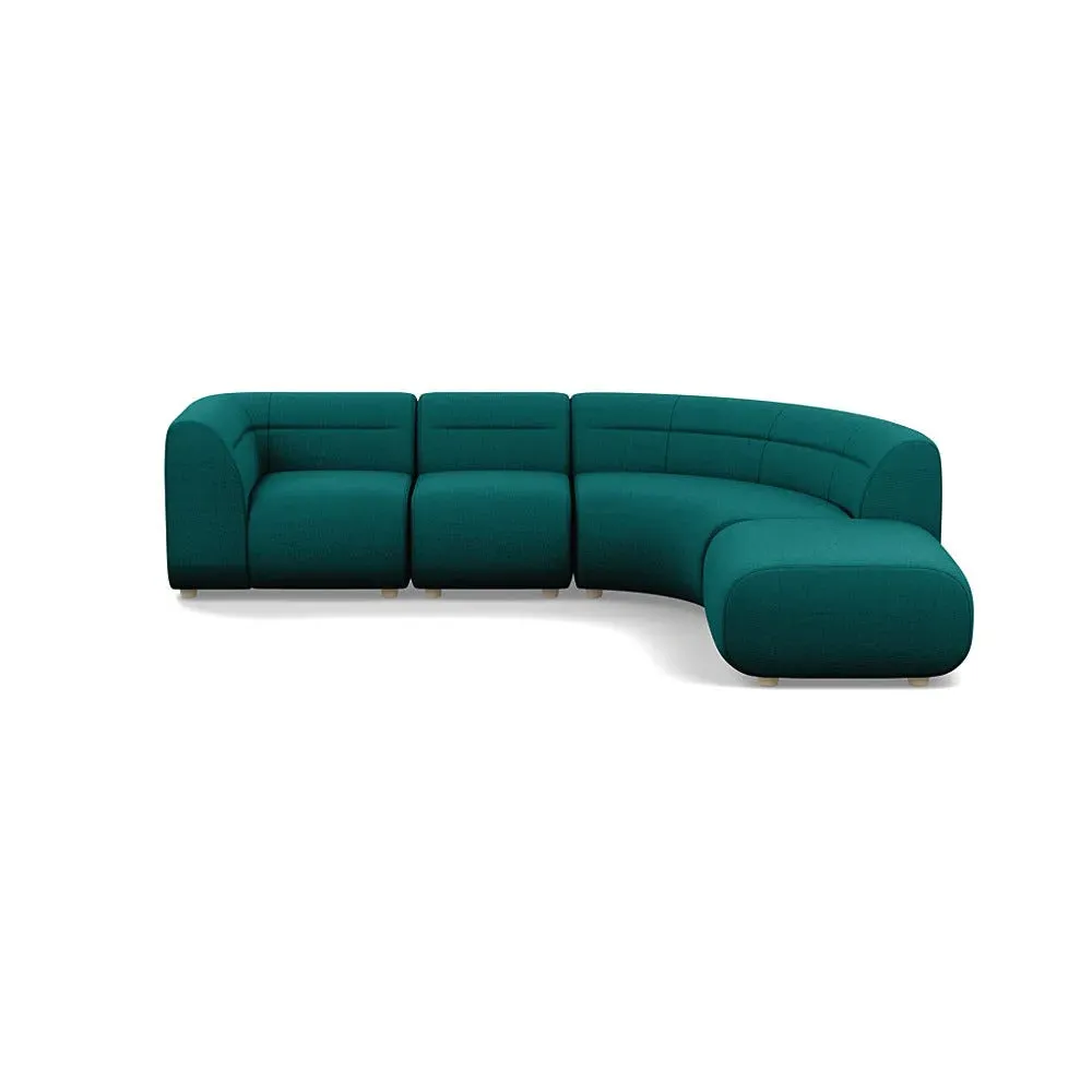 Curved Corner Sofa Left Hand Facing - Green, Cotton