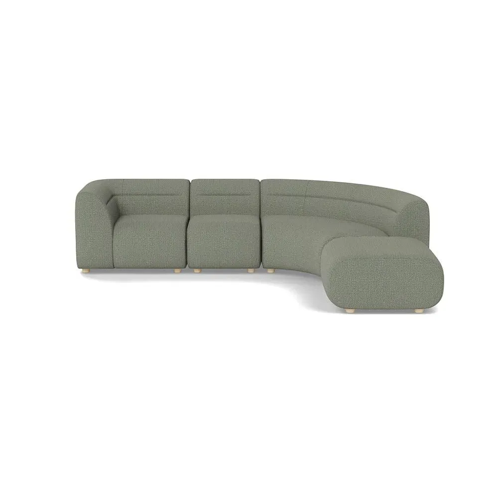 Curved Corner Sofa Left Hand Facing - Grey, Boucle