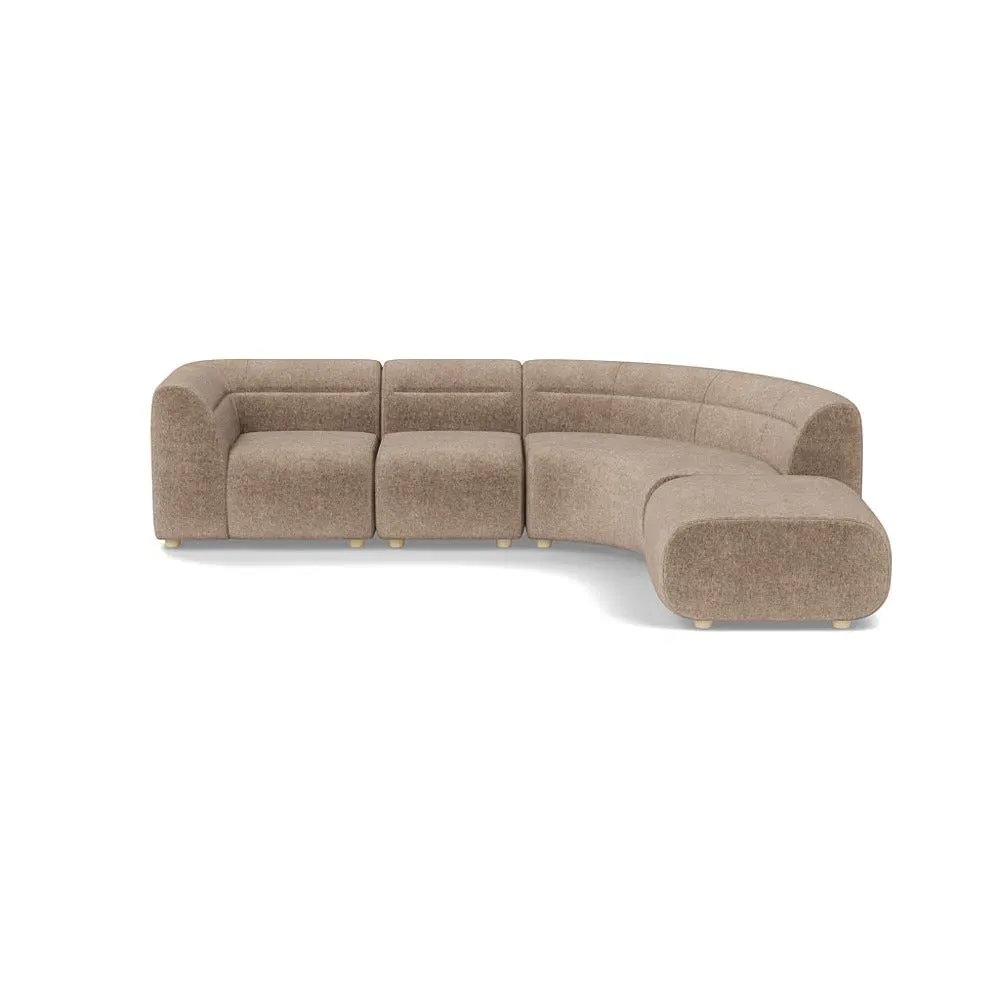 Curved Corner Sofa Left Hand Facing - Natural, Boucle