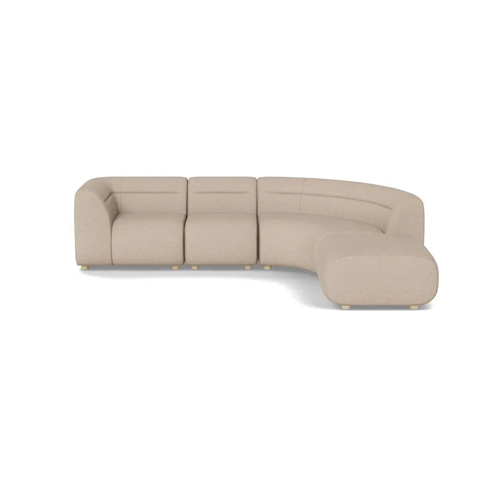 Curved Corner Sofa Left Hand Facing - Natural, Tweed