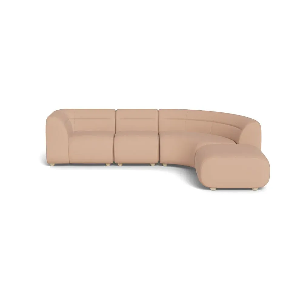 Curved Corner Sofa Left Hand Facing - Pink, Linen
