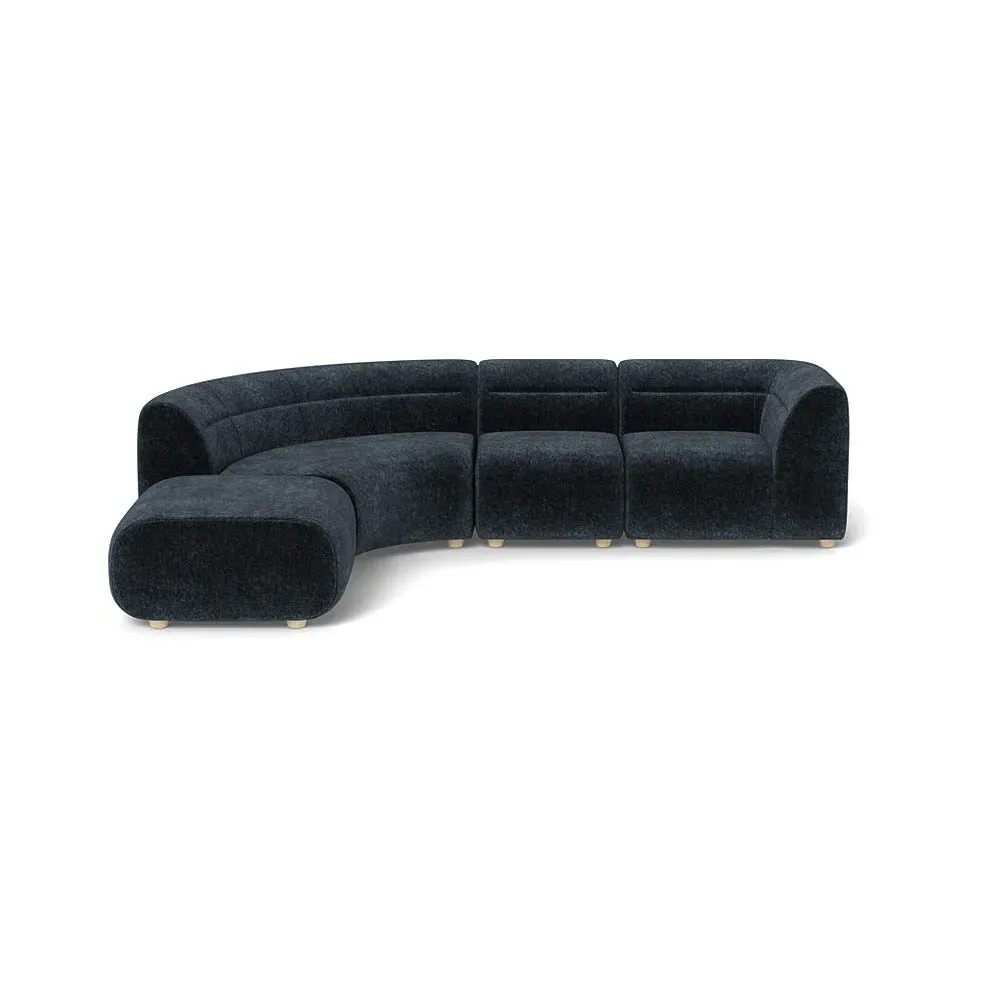 Curved Corner Sofa Right Hand - Blue, Boucle