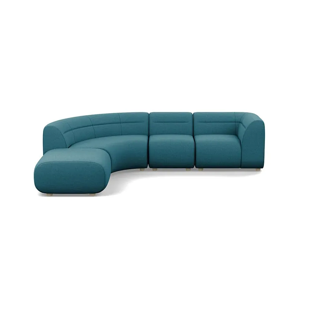 Curved Corner Sofa Right Hand - Blue, Cotton image