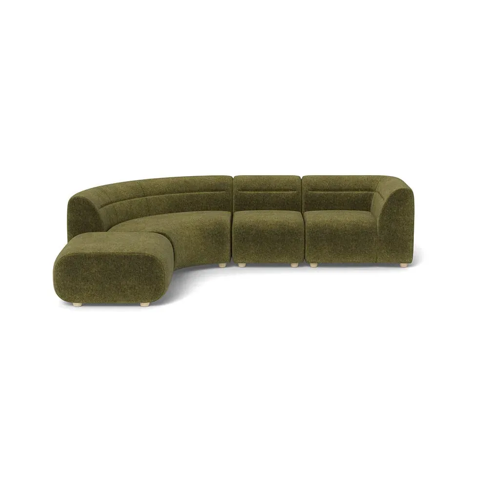 Curved Corner Sofa Right Hand - Green, Boucle