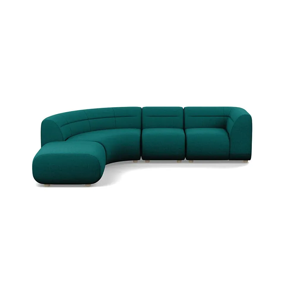 Curved Corner Sofa Right Hand - Green, Cotton